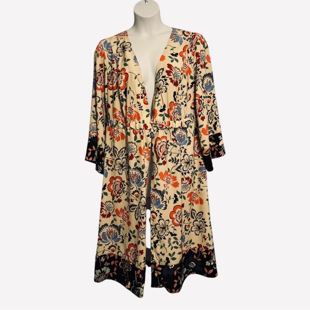 Eloquii Boho Floral Button Front Top Size 16